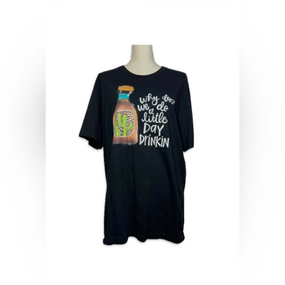 Bella Canvas Black Graphic Tee Day Drinking Slogan Women’s Boho Party Top